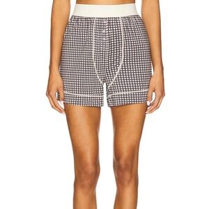 WeWoreWhat Boxer Short in Gingham Antique White & Black‎ NWT Size M